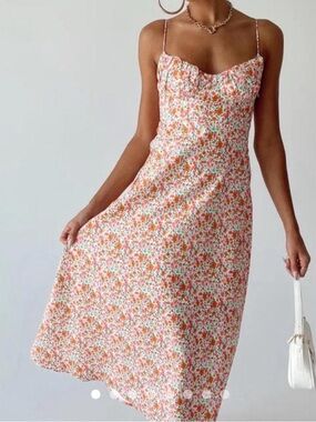 Princess Polly Pink and Orange Floral Slip Midi Dress